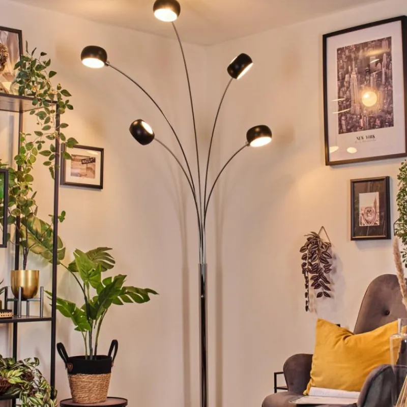 hofstein Nikkala Lampadaire Chrome, Marbre, Blanc, 5 lumières