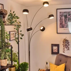 hofstein Nikkala Lampadaire Chrome, Marbre, Blanc, 5 lumières