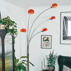 hofstein Nikkala Lampadaire Chrome, Blanc, 5 lumières