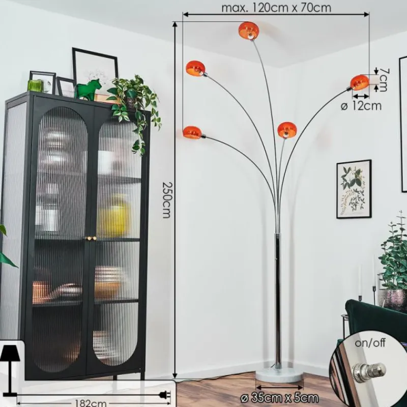 hofstein Nikkala Lampadaire Chrome, Blanc, 5 lumières