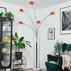 hofstein Nikkala Lampadaire Chrome, Blanc, 5 lumières