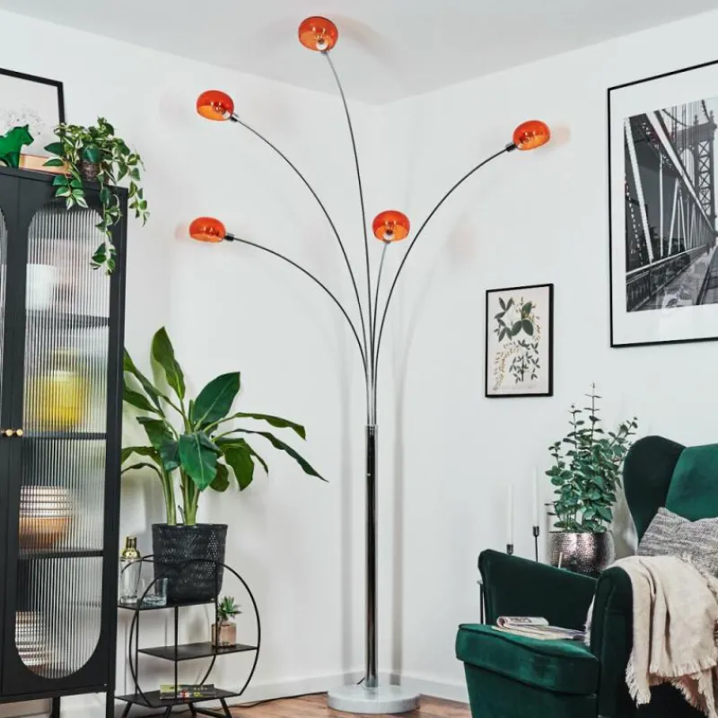 hofstein Nikkala Lampadaire Chrome, Blanc, 5 lumières