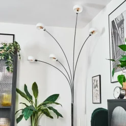 hofstein Nikkala Lampadaire Chrome, Blanc, 5 lumières