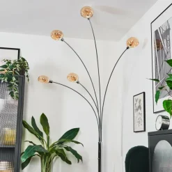 hofstein Nikkala Lampadaire Chrome, Blanc, 5 lumières