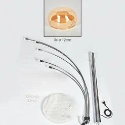 hofstein Nikkala Lampadaire Chrome, Blanc, 5 lumières