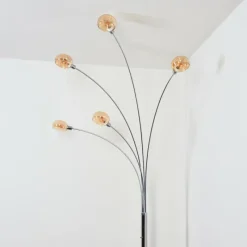 hofstein Nikkala Lampadaire Chrome, Blanc, 5 lumières