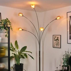 hofstein Nikkala Lampadaire Chrome, Blanc, 5 lumières