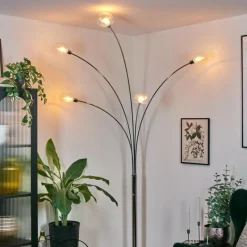 hofstein Nikkala Lampadaire Chrome, Blanc, 5 lumières