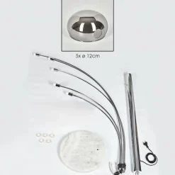 hofstein Nikkala Lampadaire Chrome, Blanc, 5 lumières