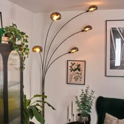 hofstein Nikkala Lampadaire Chrome, Blanc, 5 lumières