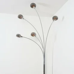 hofstein Nikkala Lampadaire Chrome, Blanc, 5 lumières