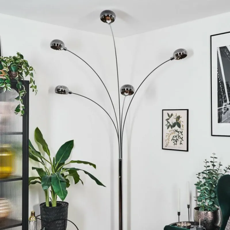 Suspension Verre Fumé-hofstein Nikkala Lampadaire Chrome, Blanc, 5 lumières