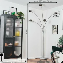 Suspension Verre Fumé-hofstein Nikkala Lampadaire Chrome, Blanc, 5 lumières