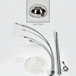 Suspension Verre Fumé-hofstein Nikkala Lampadaire Chrome, Blanc, 5 lumières