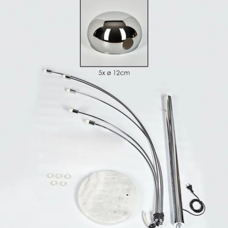 Suspension Verre Fumé-hofstein Nikkala Lampadaire Chrome, Blanc, 5 lumières