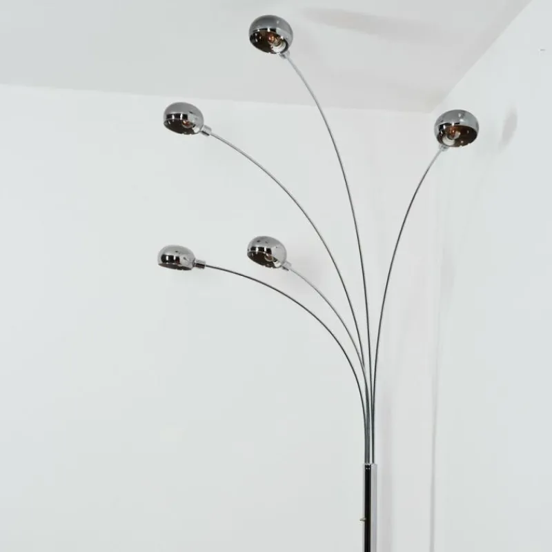 Suspension Verre Fumé-hofstein Nikkala Lampadaire Chrome, Blanc, 5 lumières