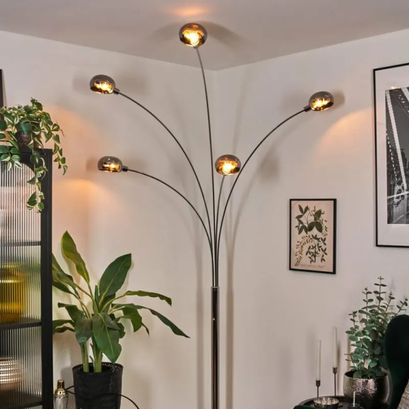 Suspension Verre Fumé-hofstein Nikkala Lampadaire Chrome, Blanc, 5 lumières