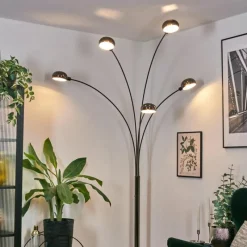 hofstein Nikkala Lampadaire Chrome, Noir, 5 lumières