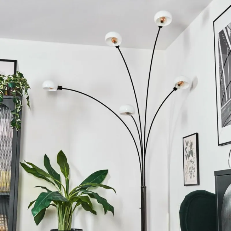 hofstein Nikkala Lampadaire Chrome, Noir, 5 lumières