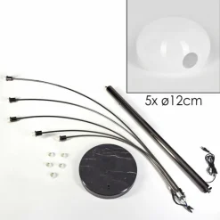 hofstein Nikkala Lampadaire Chrome, Noir, 5 lumières