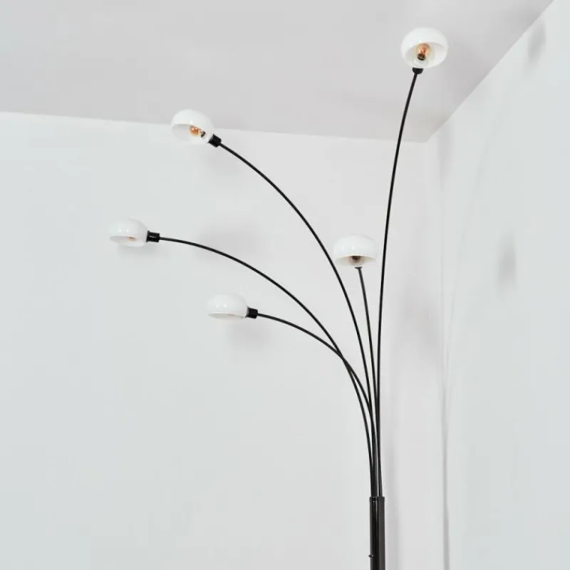 hofstein Nikkala Lampadaire Chrome, Noir, 5 lumières