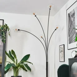 hofstein Nikkala Lampadaire Chrome, Noir, 5 lumières