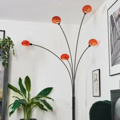 hofstein Nikkala Lampadaire Chrome, Noir, 5 lumières