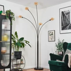 hofstein Nikkala Lampadaire Chrome, Noir, 5 lumières