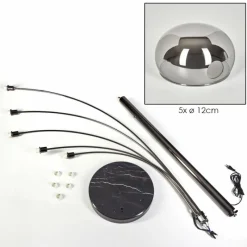 hofstein Nikkala Lampadaire Chrome, Noir, 5 lumières