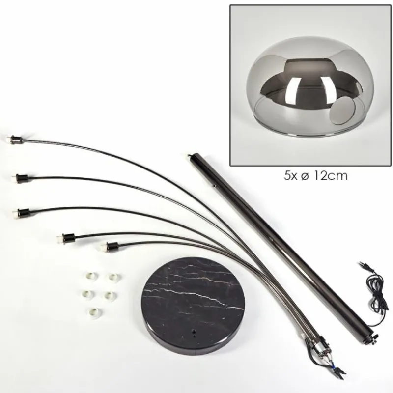 hofstein Nikkala Lampadaire Chrome, Noir, 5 lumières