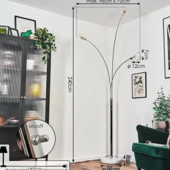 hofstein Nikkala Lampadaire Chrome, Blanc, 3 lumières