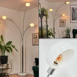 hofstein Nikkala Lampadaire Chrome, Blanc, 3 lumières