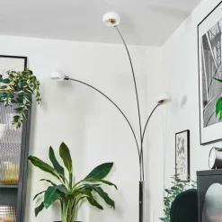 hofstein Nikkala Lampadaire Chrome, Blanc, 3 lumières