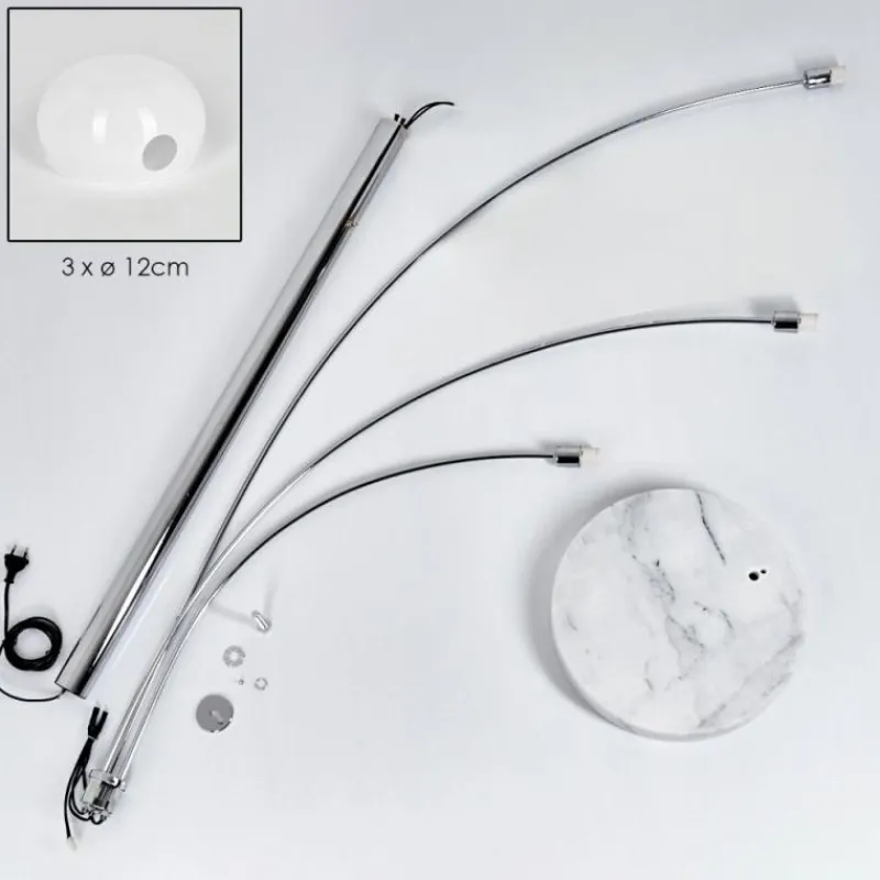 hofstein Nikkala Lampadaire Chrome, Blanc, 3 lumières