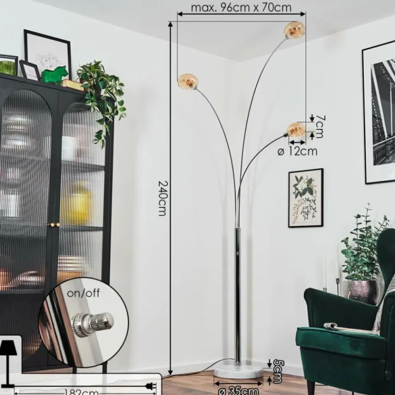 hofstein Nikkala Lampadaire Chrome, Blanc, 3 lumières