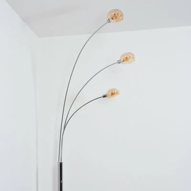 hofstein Nikkala Lampadaire Chrome, Blanc, 3 lumières
