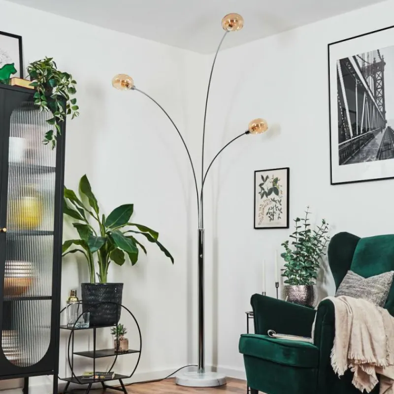 hofstein Nikkala Lampadaire Chrome, Blanc, 3 lumières