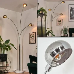 hofstein Nikkala Lampadaire Chrome, Blanc, 3 lumières