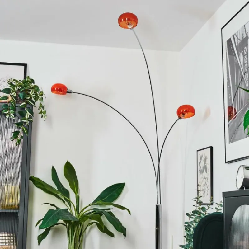 hofstein Nikkala Lampadaire Chrome, Blanc, 3 lumières