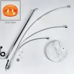 hofstein Nikkala Lampadaire Chrome, Blanc, 3 lumières