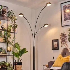 hofstein Nikkala Lampadaire Marbre, Noir, 3 lumières