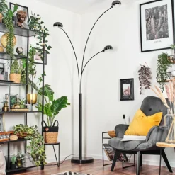 hofstein Nikkala Lampadaire Marbre, Noir, 3 lumières