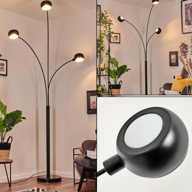 hofstein Nikkala Lampadaire Marbre, Noir, 3 lumières