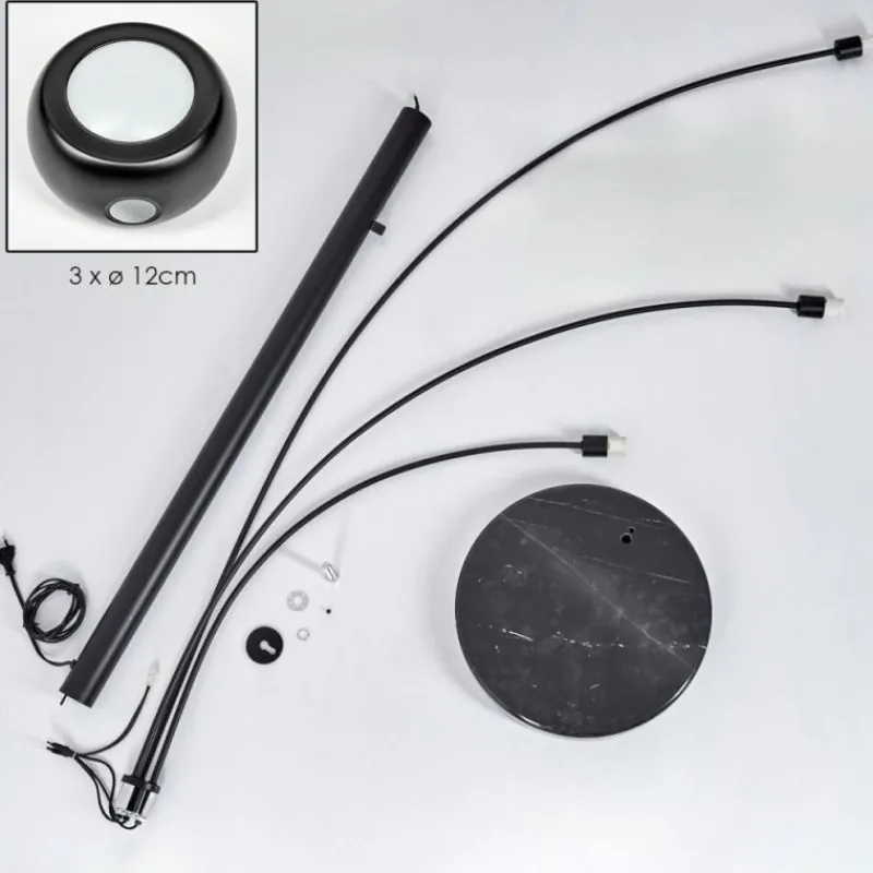 hofstein Nikkala Lampadaire Marbre, Noir, 3 lumières