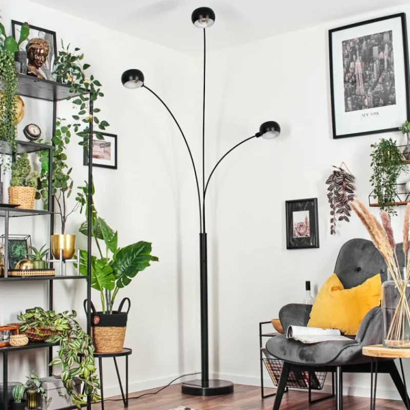 hofstein Nikkala Lampadaire Marbre, Noir, 3 lumières