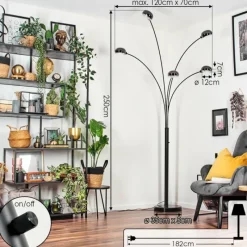 hofstein Nikkala Lampadaire Marbre, Noir, 5 lumières