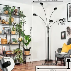 hofstein Nikkala Lampadaire Marbre, Noir, 5 lumières