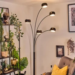 hofstein Nikkala Lampadaire Marbre, Noir, 5 lumières