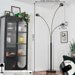 hofstein Nikkala Lampadaire Noir, 3 lumières