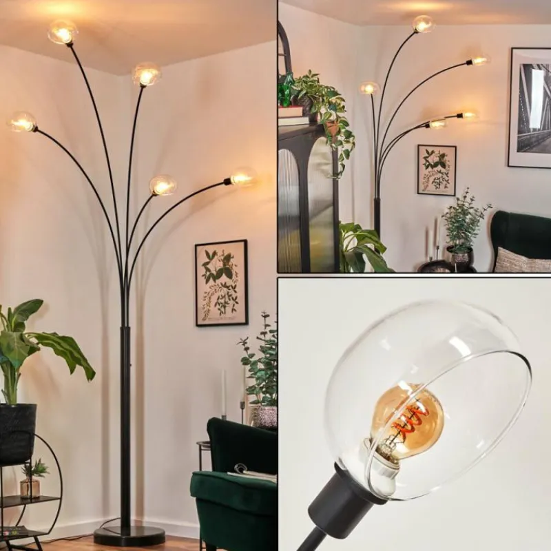 hofstein Nikkala Lampadaire Noir, 5 lumières